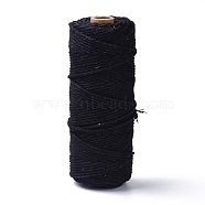 Cotton String Threads, for DIY Crafts, Gift Wrapping and Jewelry Making, Black, 3mm, about 109.36 Yards(100m)/Roll(OCOR-F014-01B)