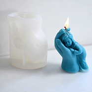 Baby in Hand Candle Food Grade Silicone Molds, for DIY Candle Making, White, 110x80mm(SIMO-PW0006-017)