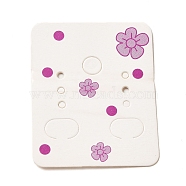 50Pcs Rectangle Paper Flower Print Earring Display Cards, Jewelry Display Cards for Earring Stud Storage, Medium Violet Red, 4.7x3.8x0.05cm, Hole: 6.8x10.5mm and 6mm and 2mm(CDIS-M008-01C)
