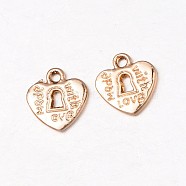 Lead Free & Nickel Free Alloy Pendants, Long-Lasting Plated, Heart Lock Charms, Light Gold, 12.5x12x2mm, Hole: 1.5mm(PALLOY-J514-06G-FF)