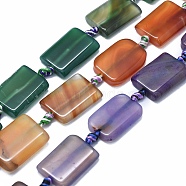 Natural Agate Beads Strands, Dyed & Heated, rectangle, Mixed Color, 25~26x17~18x4~7mm, Hole: 2~2.5mm, about 12pcs/strand, 15.3 inch~15.7 inch(39~40cm)(G-I245-47)