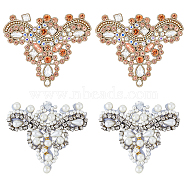 SUPERFINDINGS 4Pcs 2 Style ABS Imitation Pearl Crown Shoe Flower, Alloy with Rhinestone Shoe Decoration Shoe Accessories, Mixed Color, 90~95x105~110x4.5~12mm, 2pcs/style(DIY-FH0005-69)