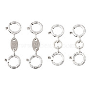 Pandahall 4Pcs 2 Style 925 Sterling Silver Spring Ring Clasps Sets, with 925 Stamp, Platinum, 18.5~21mm, Hole: 4mm, 2Pcs/style(STER-TA0001-05)