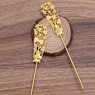 Iron Hair Stick Findings, with Alloy Vase, Golden, 168x25x5.5mm(OHAR-PW0001-322G)