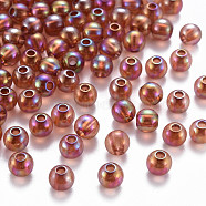 Transparent Acrylic Beads, AB Color Plated, Round, Chocolate, 6x5mm, Hole: 1.8mm, about 4400pcs/500g(MACR-S370-B6mm-765)