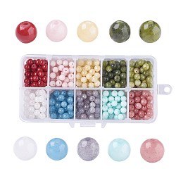10 Colors Natural Jade Beads, Round, 6mm, Hole: 0.8~1mm, about 50pcs/color, 500pcs/box(G-JP0001-05-6mm)