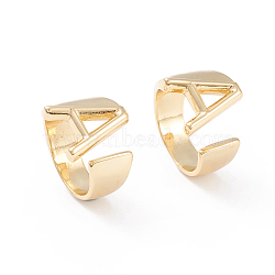 Brass Cuff Rings, Open Rings, Long-Lasting Plated, Real 18K Gold Plated, Letter.A, Size 6, 17mm(RJEW-L097-06A)