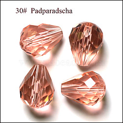 Imitation Austrian Crystal Beads, Grade AAA, K9 Glass, Faceted, Drop, Light Salmon, 10x12mm, Hole: 0.9~1.5mm(SWAR-F062-12x10mm-30)