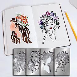 Fingerinspire 4Pcs 4 Style Custom 304 Stainless Steel Cutting Dies Stencils, for DIY Scrapbooking/Photo Album, Decorative Embossing, Women Pattern, 17.7x10.1cm, 1pc/style(DIY-FG0002-13)