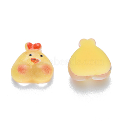 Translucent Resin Cabochons, Printed, Chick, Gold, 10x10x4.5mm(CRES-N030-016)
