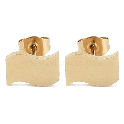Vacuum Plating 304 Stainless Steel Stud Earrings for Women, Golden, Flag, 6.5x9.5mm(EJEW-A048-46F-G)