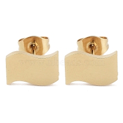 PVD Vacuum Plating 304 Stainless Steel Stud Earrings for Women, Golden, Flag, 6.5x9.5mm(EJEW-A048-46F-G)