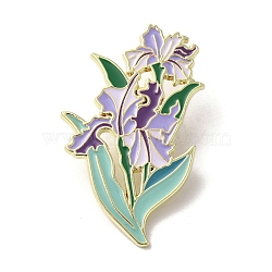 Alloy Brooches, Flower Enamel Pins for Clothes Backpack, Lilac, 42.5x32.5mm(JEWB-I032-14G-04)