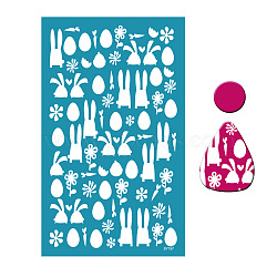 Easter Theme Polyester Silk Screen Printing Stencil, Reusable Polymer Clay Silkscreen Tool, for DIY Polymer Clay Earrings Making, Rabbit, 15x9cm(PW-WG63175-01)