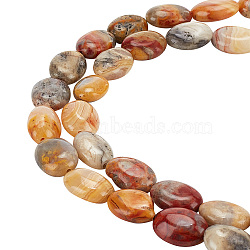 1 Strand Natural Crazy Agate Beads Strands, Flat Oval, 13.5x9.5~10x5.5mm, Hole: 1mm, about 27~28pcs/strand, 14.49~15.47''(36.8~39.3cm)(G-AR0005-01)