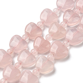 Natural Rose Quartz Beads Strands, Apple, 9x10.5x5mm, Hole: 1mm, about 35pcs/strand, 15.47''~15.67'' (39.3~39.8cm)