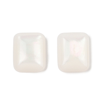 Opaque Resin Decoden Cabochons, Rectangle, White, 10x8x3mm