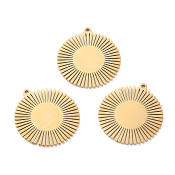 Ion Plating(IP) 316 Surgical Stainless Steel Pendants, Manual Polishing, Flat Round, Golden, 19.5x18x0.7mm, Hole: 1mm