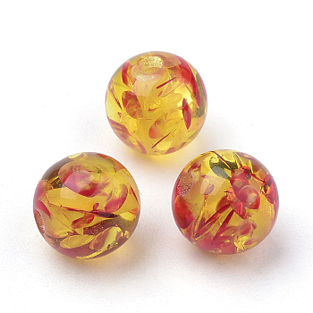 Resin Imitation Amber Beads, Round, Gold, 6mm, Hole: 1.5mm