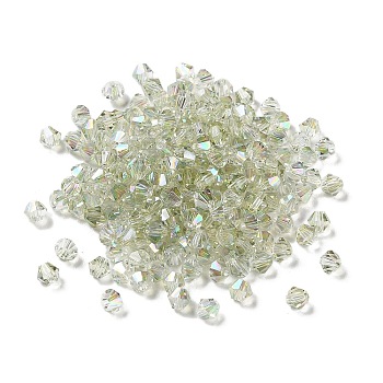 Electroplate Glass Beads, Bicone, Mint Cream, 4x4x3.5mm, Hole: 1mm, 720pcs/bag
