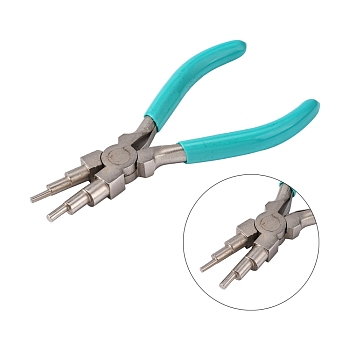 6-in-1 Bail Making Pliers, 45# Carbon Steel 6-Step Multi-Size Wire Looping Forming Pliers, Ferronickel, for Loops and Jump Rings, Turquoise, Loop Size: 3mm/4mm/6mm/7mm/8.5mm/9.5mm, 150x95x12mm