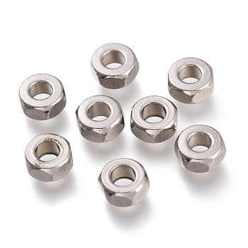 202 Stainless Steel Beads, Rondelle, Faceted, Stainless Steel Color, 6x3mm, Hole: 3mm