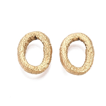 304 Stainless Steel Linking Rings, Textured Twisted Oval, Ion Plating(IP), Long-Lasting Plated, Real 18K Gold Plated, 16.5x12.5x3mm, Inner Diameter: 6.5x10.5mm
