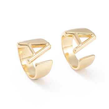 Brass Cuff Rings, Open Rings, Long-Lasting Plated, Real 18K Gold Plated, Letter.A, Size 6, 17mm