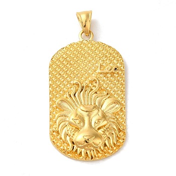 316L Surgical Stainless Steel Big Pendants, Real 18K Gold Plated, Oval with Constellations Charm, Leo, 53x29x4mm, Hole: 8x5mm