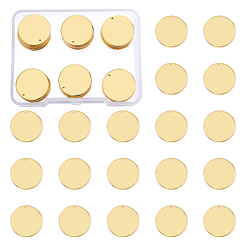 BENECREAT Brass Pendants, Stamping Blank Tag, Flat Round, Golden, 17x1mm, Hole: 1mm, 30pcs/box