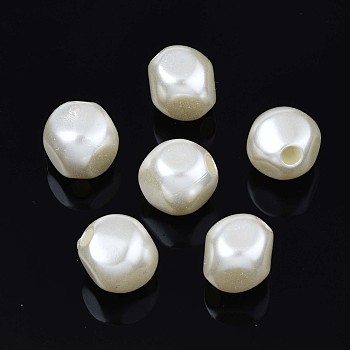 Acrylic Imitation Pearl Beads, Oval, Creamy White, 10x10x9.5mm, Hole: 2mm, about 900pcs/500g