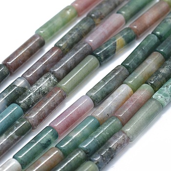 Natural Indian Agate Beads Strands, Column, 11~15x3.5~4.5mm, Hole: 1~1.2mm, about 28~30pcs/strand, 15.1~15.9 inch(38.5~40.5cm)