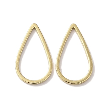 Brass Linking Rings, Lead Free & Cadmium Free, Teardrop, Real 24K Gold Plated, 13.5x8x1mm, Inner Diameter: 11x6.5mm