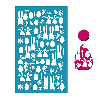 Easter Theme Polyester Silk Screen Printing Stencil, Reusable Polymer Clay Silkscreen Tool, for DIY Polymer Clay Earrings Making, Rabbit, 15x9cm