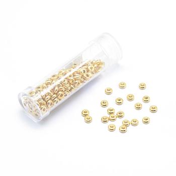 Brass Spacers Beads, Real 18K Gold Plated, Flat Round, Lead Free & Cadmium Free & Nickel Free, 3.5x1mm, Hole: 1mm, 200pcs/box