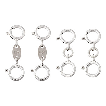 Pandahall 4Pcs 2 Style 925 Sterling Silver Spring Ring Clasps Sets, with 925 Stamp, Platinum, 18.5~21mm, Hole: 4mm, 2Pcs/style