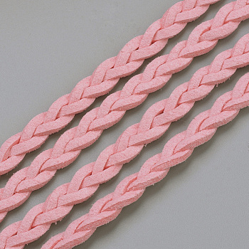 Braided Faux Suede Cord, Faux Suede Lace, Pink, 7x3mm, about 45yards/bundle