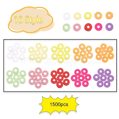 1500Stk. 10 Farben helle Farben handgefertigte Perlen aus Polymer-Ton(CLAY-YW0001-37A)-2