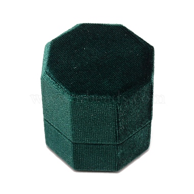 Dark Green Hexagon Velvet Ring Box