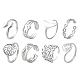 8Pcs 8 Style Whale Tail & Wave & Flower & Vortex & Snake Stainless Steel Open Cuff Ring Set(RJEW-FS0001-02)-1