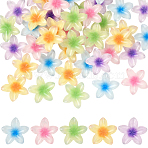 50Pcs 5 Colors Transparent Resin Cabochons, Flower, with Glitter Powder, Two Tone, Mixed Color, 27.5x29x7mm, 10pcs/color(RESI-SC0006-24)