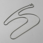 2.5mm Stainless Steel Box Chain Necklaces, Stainless Steel Color, 24.49 inch(62.2cm)(STAS-WH0017-054P)