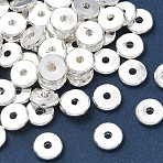 Brass Spacer Beads, Long-Lasting Plated, Cadmium Free & Lead Free, Disc, Heishi Beads, Silver, 8x1.5mm, Hole: 2mm(KK-E796-03B-S)