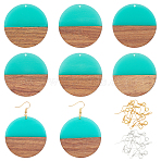 DIY Dangle Earring Making Kits, Including Resin & Turquoise Walnut Wood Pendants, Brass Earring Hooks & Jump Rings, Pale Turquoise, 48pcs/box(DIY-OC0005-94)