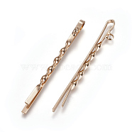 Iron Hair Bobby Pin Findings, with Loop, Light Gold, 55.5x2x3~6mm, Hole: 2mm(IFIN-F159-01LG)