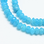 Natural White Jade Bead Strands, Dyed, Faceted, Rondelle, Deep Sky Blue, 4x3mm, Hole: 1mm, about 110~113pcs/strand, 13.78~14.17 inch(35~36cm)(X-G-R409-3x5-02)