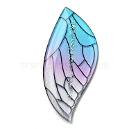 Transparent Epoxy Resin Cabochons, with Glitter Powder, Wing, Deep Sky Blue, 50x21x2mm(CRES-A053-16A)