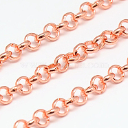 Electroplate Brass Rolo Chains, Belcher Chain, with Spool, Soldered, Rose Gold, 4x1mm, about 82.02 Feet(25m)/roll(CHC-L019-78RG)