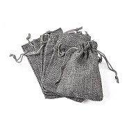 Polyester Imitation Burlap Packing Pouches Drawstring Bags, Gray, 12x9cm(X-ABAG-R005-9x12-04)