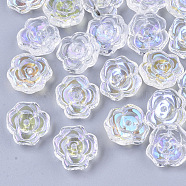 Transparent Glass Beads, AB Color Plated, Flower, Clear AB, 13.5x12.5x5.5mm, Hole: 1.2mm(EGLA-T022-01)